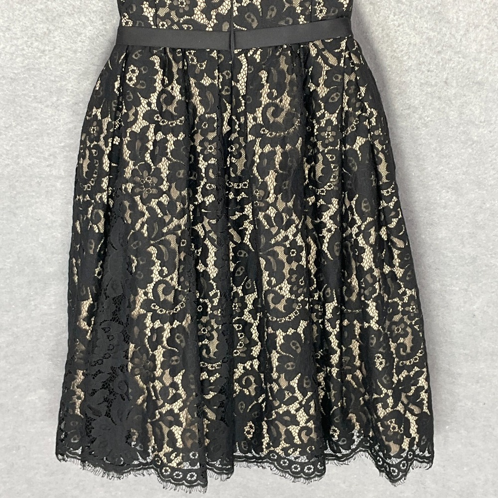 Robert Rodriguez Dress Womens 6 Black Lace Overlay Strapless Sash Waist Party - Picture 7 of 16